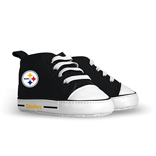MasterPieces - NFL Baby Pre-Walkers Shoes, Officially Licensed Pittsburgh Steelers Football, High Top Sneakers, Soft Anti-Slip Soles, Boys and Girls, 0-6 Months Team Color