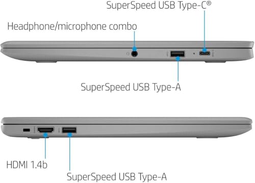 Image of HP Chromebook 14 inch Business & Student Laptop Computer,4GB RAM,64GB eMMC, 4-Cores Intel Celeron, HD Webcam, Long Battery Life, Chrome OS, PLUSERA Earphones