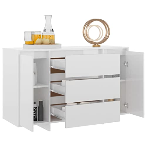 Aparador blanco brillante de diseño moderno con cajones y puertas estancas 5