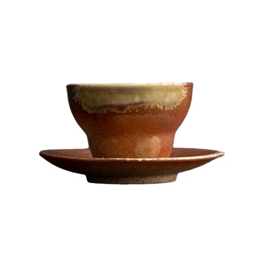 Set di piatti da caffè in ceramica grezza vintage giapponese, 160 ml, marrone vintage