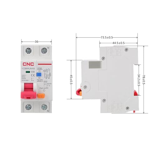 RCBO YCB6HLN-63 Disyuntor de Corriente Residual CNC 230V 16A 4