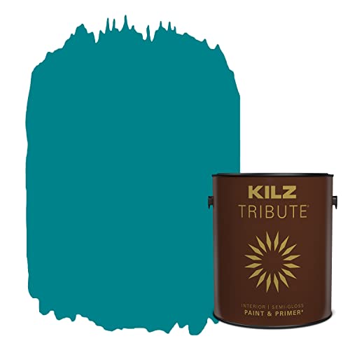 KILZ TRIBUTE Paint & Primer, Interior, Semi-Gloss, True Teal, 1 Gallon