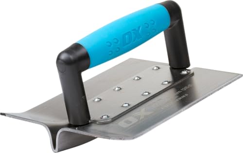OX Tools Concrete Groover 6 x 7 in Wide Stainless Steel, 1 in W x 1/2 in D Joint, Reversible Comfort Handle for Control Joints in Slabs and Sidewalks