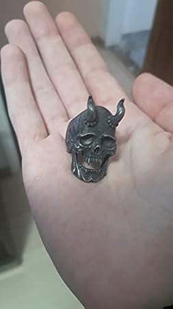 Detail Black Demon Skull Ring Horned Satan Devil Biker Rings Men's Punk Goth Jewelry
