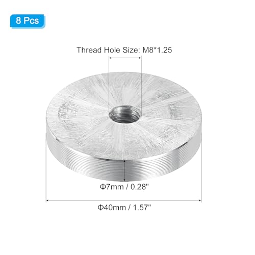 Disque de table en aluminium argenté 40mm avec filetage M8 robuste - 3