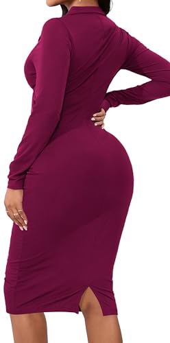 Image of SeNight Women's Court Dress V Neck Long Sleeve Print Top Solid Bottom | Women's Court Dress V Neck Long Sleeve Solid Color Mini Bodycon Stretchy Formal Wear