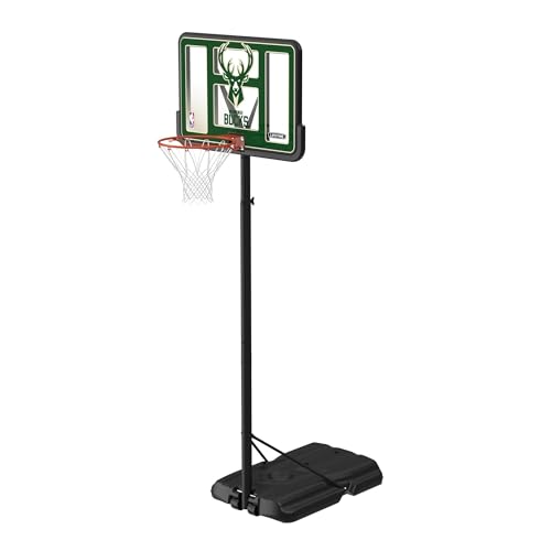 Image of Lifetime NBA Milwaukee Bucks Portable Basketball Hoop, Adjustable Height 7.5-10 Ft, 44 Inch Shatterproof Fusion Backboard, Base with Wheels
