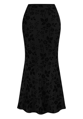 BTFBM Womens Floral Mesh Maxi Skirt 2026 Spring...