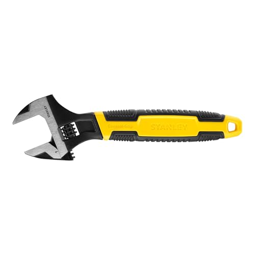 Image of STANLEY 90-949 MAXSTEEL 10 inch (250mm) Adjustable Wrench, Bi-Material Handle with CONTROL-GRIP, Ideal for Plumbing,Automotive,Furniture Assembly, Outdoor Equipment Maintenance & General Household Tasks