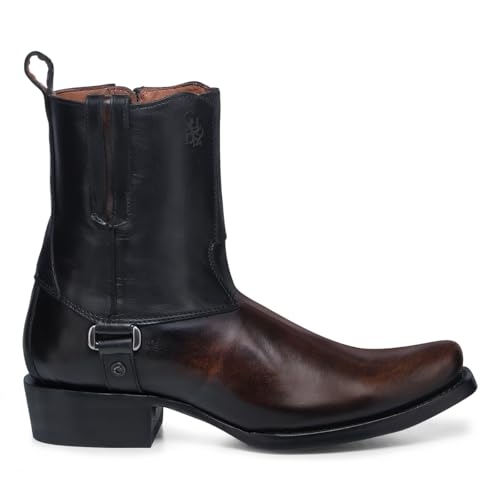 Cuadra Mens Black Leather Urban Boots with Metal Buckle