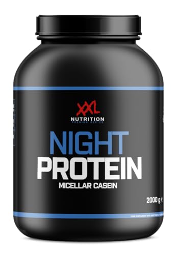 XXL Nutrition - Night Protein - Micellar Casein Protein Pulver - Hochwertiges Kasein Eiweißpulver - 2000 Gramm - Schokolade
