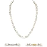 The Pearl Source Halskette aus 14 Karat Gold, AAA-Qualität, weiße Süßwasser-Zuchtperlen, 61 cm lang, Matinee L? ...