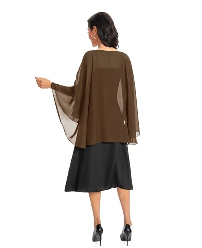 Image of Baoqiya Chiffon Capes Sheer Capelets Long Cape Poncho For Women Plus Size