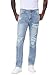 MZNBURAM Men's Stretch Regular Fit Straight-Leg Cotton Fashion Comfort Flex Waist Denim Pants Jeans (34, B#Light Blue Ripped)