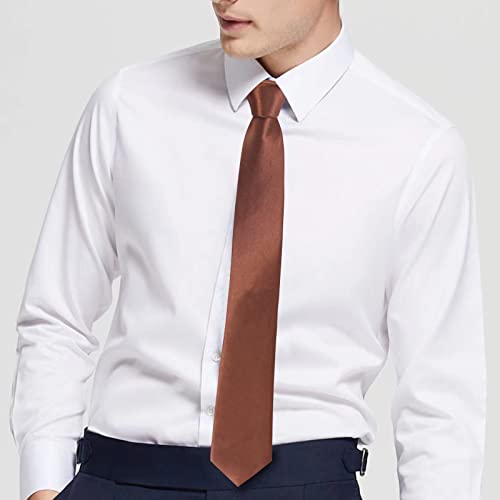 Image of Luckyvestir Mens Tie Solid Satin Neck Ties 3.15'' Formal Necktie for Wedding Business Christmas Father's Valentine's Day Gift