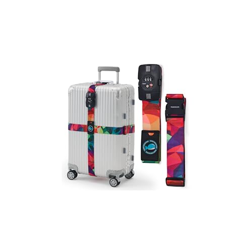 Image of Travelkin Luggage Straps TSA Approved, Suitcase Straps with TSA Lock | Adjustable, Cross luggage belt strap, combination lock, Travel,Reinforced Buckle,multiple colors, locking suitcase belt