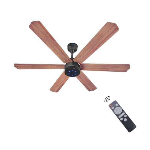 Image of XUGA Jovian F6P Premium Smart 1200mm, BEE 5-star BLDC fan,6 Blade,Remote Ceiling fan for Home, 100% Copper Motor,Energy Saving, High Air Delivery, Aesthetic LED Light (Oakwood)(5 Year Warranty)