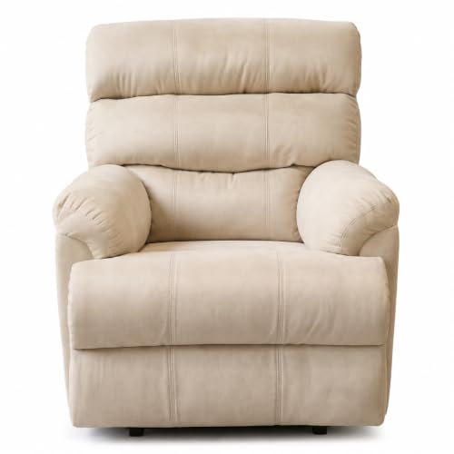 Image of Velvet Manual Recliner, 1 Seater, Beige