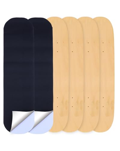 HAPPYER Blank Skateboard Decks 31 x 8 Inch 4 pc – 7-Layer Maple Double Tail Skate Board Deck for Art Painting, Wall Decor, Street Skate, Custom Pro Replacement Plain Skateboards Decks with Sandpaper