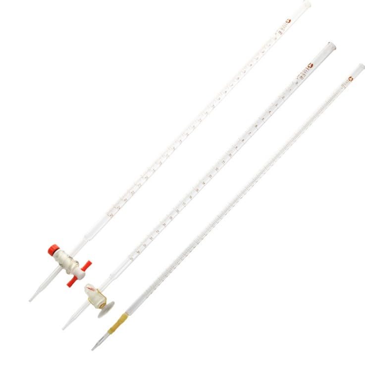 Bürette aus Borosilikatglas Klasse A 10ml 25ml 50ml – Graduierte Labortitration mit PTFE-Hahn, Klar/Bernstein(Brown PTFE 10ml)