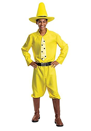 Disguise Unisex-Adults Man in the Yellow Hat Costume, Official Curious George Costume and Hat Adult Sized Costumes (pack of 1)