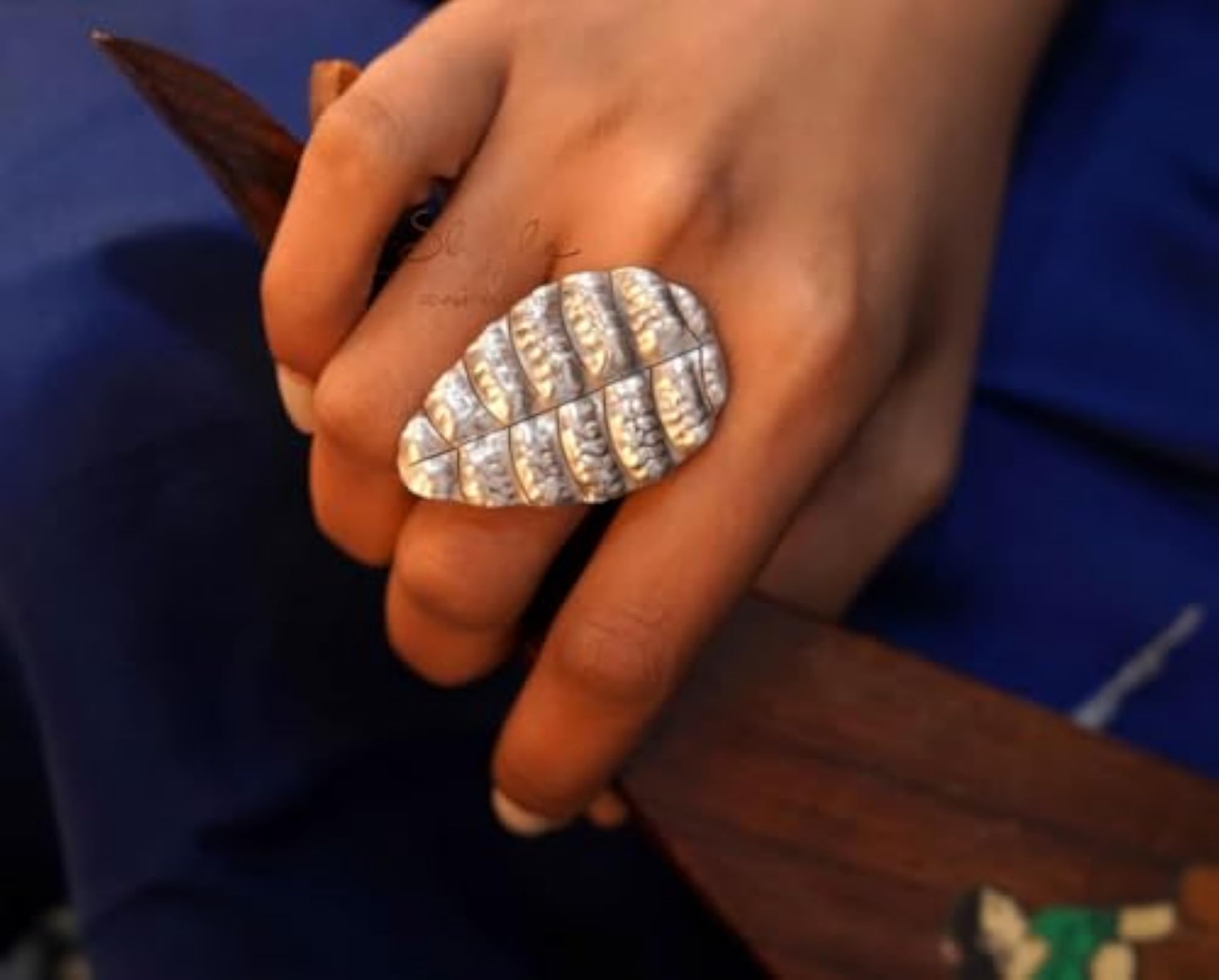 Women's 92.5 Pure Silver Adjustable Adya Sookha Patta Ring