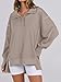 ANRABESS Women's Sweatshirts Oversized Casual Loose Button Up Henley Pullover Top High Low Split 2025 Fall Fashion Outfits Khaki Medium