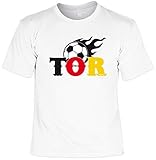 Farbe: Weiß Fussball - Tor Länderspiel - T-Shirt für IHN inkl. Blechschild - Funshirt - Geschenkidee, Größe:XXL