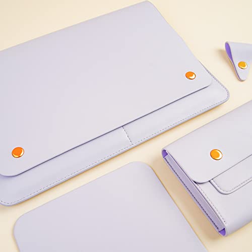 Benfan Laptop Sleeve 13 Inch Compatible With Macbook Air 13 M2 M1 2018-2022, Macbook Pro 13 M2 M1 2016-2022, Dell Xps 13 With Charger Pouch, Mouse Pad And Cord Keeper Color Light Purple #TOP5