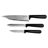 AGARO Majestic 3 Pcs Kitchen Knives Set, High Carbon Stainless Steel, Non Slip PP Handle, Cooking, Cutting, Slicing Professional Chef Knife Set, Utility Knife, Paring Knife, Silver