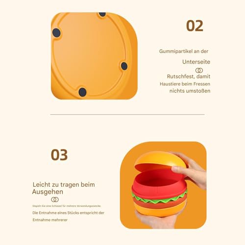 Gamelle pour chien design hamburger avec jeu de léchage interactif - 8