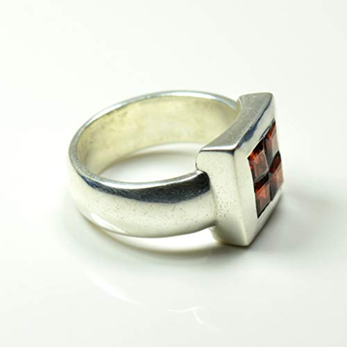 Bague argent véritable grenat rouge pierre de naissance Janvier - 4