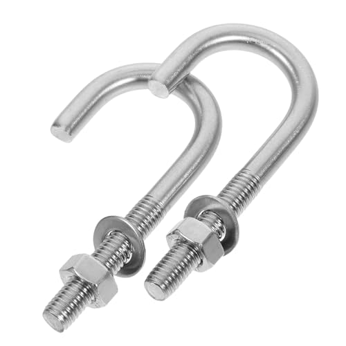 UKCOCO Lot de 2 Boulons D'ancrage en Acier M8x80, Vis à Œillet Robustes pour Béton, Fixation Stable de Poteaux et Crochets, Matériel de Montage Industriel Fiable pour Construction