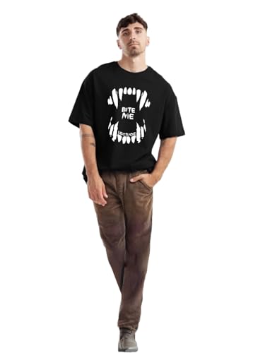 Image of TROND️ Premium Men's 100% Cotton Oversized Half Sleeve Printed Branded T-Shirt (Color Black)