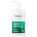 Simple Age Resist+ Facial Cleanser hydrating actives + green tea + mushroom deeply cleanses for revitalised, soft skin 240 ml