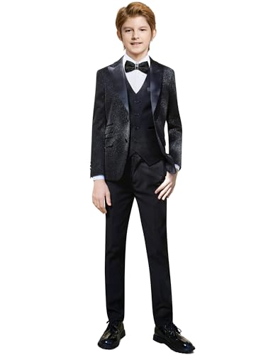 Marvelous World Boys Stylish Tuxedo Suit Set Black Youth Size 18