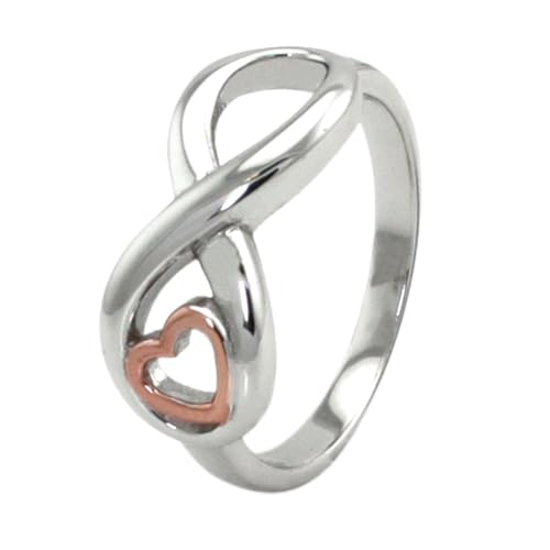 Plata Esterlina Infinito Anillo con Corazón de Rose del Oro Banda - Tamaño 13 Plata Esterlina Infinito Anillo con Corazón de Rose del Oro Banda - Tamaño 13