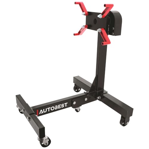 Autobest Support Moteur Pliant avec poulie 680 kg - Pivotant et Rotatif 360° - 2 roulettes Fixes 2 pivotantes - Atelier et Garage