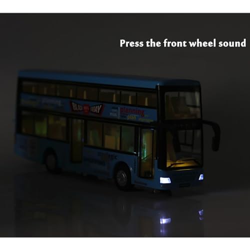 Image of DEUSON ECOM Diecast Metal Long Bus Toys for Kids Double Decker Buses Alloy Light & Music Open Door Collection Bus Toys for Boy Kids