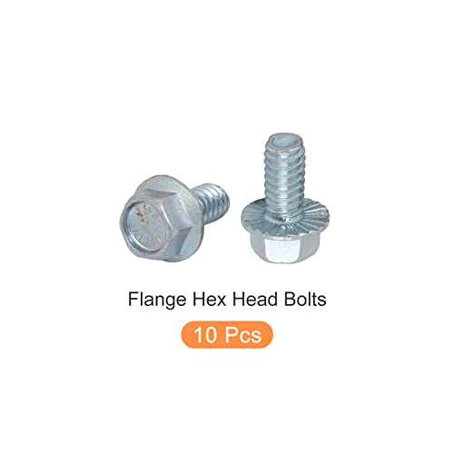Image of METALLIXITY Flanged Hex Head Bolts (1 /4-20 x 1 /2 inch) 10pcs, Hexagon Serrated Flange Bolt Carbon Steel Screw - for House Construction Hardware Fasteners