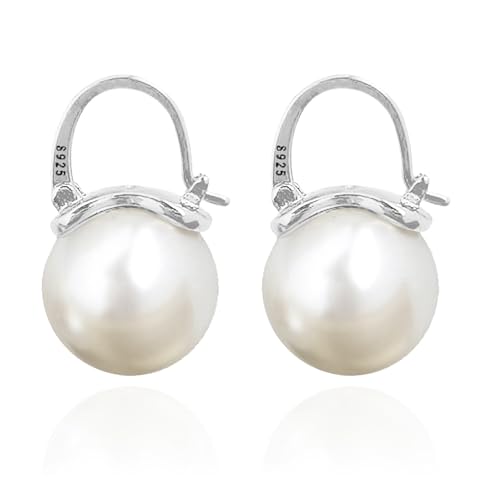 OwMell Elegant 925 Sterling Silver Pearl Drop Dang...