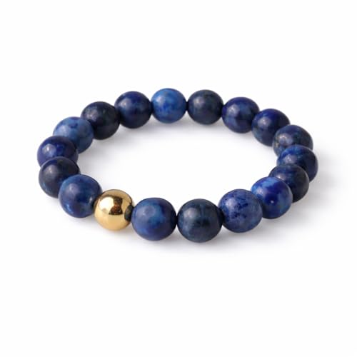 Bague Élastique en Lapis Lazuli Naturel – Perles de 4mm, Taille Ajustable 1,5 cm – Pierre de Sagesse et Clarté Spirituelle
