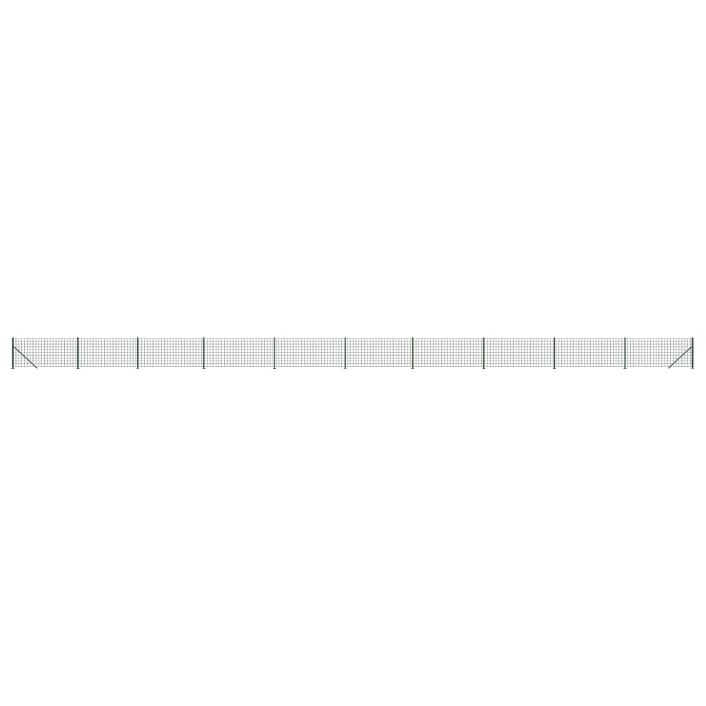 Wire Mesh Fence with Flange Green 1x25m Galvanised Steel PVC Coated Garden Fence Panel Anti Rust Secure Animal Enclosure Barrier for Outdoor Property Boundary Interlocking Design