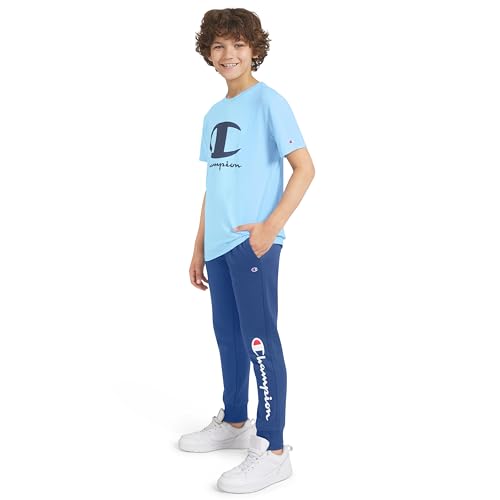Champion Boys 2 Piece Tee Shirt and Sweatpant Jogger Set for Kids, Dutch Blue, 7