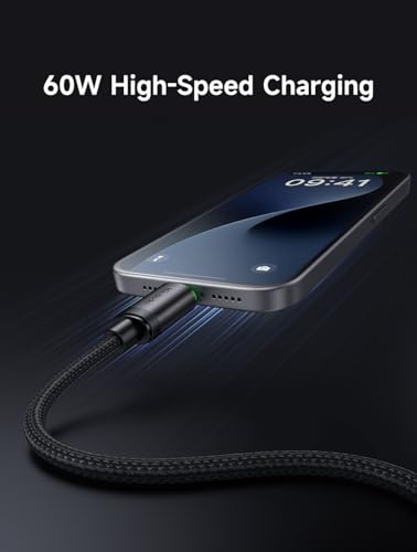 Image of mcdodo 60W 3 Meter Type C to Type C Fast Charging Cable with LED Indicator, Braided USB C PD Data Cable, Aluminum Alloy, CarPlay Support for iPhone 17 /16 /15 Series, Samsung, OnePlus, MacBook (3Meter)