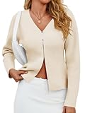 Saodimallsu Womens V Neck Sweater Blazer Peplum Long Sleeve Knit Open Front Split Cardigan Sweaters, Apricot, Large