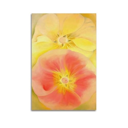 Georgia O'KeeffeaiPink And Yellow Hollyhocksj̃|X^[ǉ̃LoX̃C[W̊|GƂ̑̒ãMtg20x30inch(50x75cm)