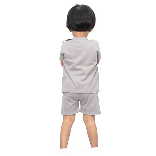 Image of ARIEL Baby Boys & Baby girls Cotton Printed Round Neck Half Sleeve T-shirt & Short Summer Clothing Sets