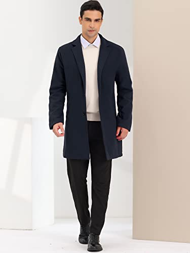 Image of Lars Amadeus Men's Navy Blue Trench Coat Lapel Collar Single Breasted Warm Long Peacoat Overcoat Medium