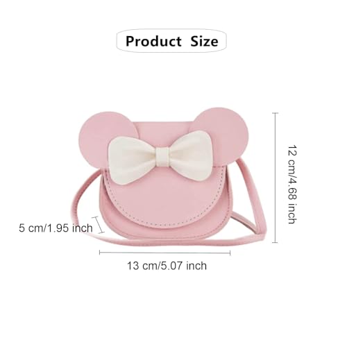 Weenwill Little Mouse Ear Bow Crossbody Purse,Umhängetasche für Mädchen mit Schleife Kleine Schulterhandtasche Kleine Überschlagtasche Umhängetasche für Mädchen,Kinder,Kleinkinder,Teenager